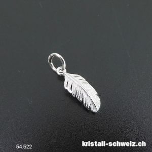 Charm Feder gebogen aus 925 Silber, 12 mm