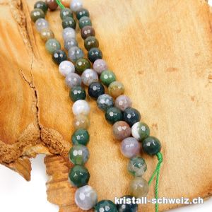 Strang Achat bunt - indischer Achat FACETTIERT 8 mm / 37 cm, ca. 44 Kugeln