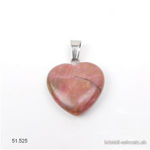 Anhänger Rhodonit rosa Herz2 cm, Metallöse