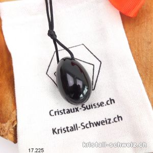 1 YONI Ei Obsidian schwarz 3 x 2 cm. Grösse S. Gebohrt