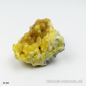 Schwefel auf Calcit-Aragonit. Unikat 109 Gramm