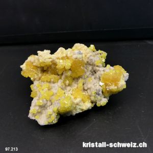 Schwefel aus Sizilien mit Aragonit. Unikat 65 Gramm