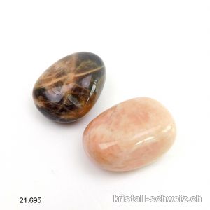 1 x Mondstein schwarz und 1 x chokolade 2,5 bis 3 cm. SONDERANGEBOT