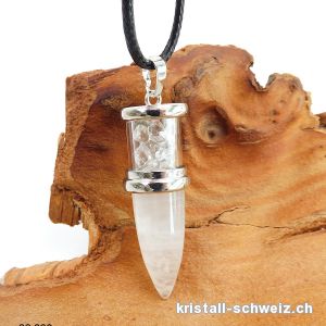 Pendel Bergkristall ca. 5 cm mit Lederlook-Kette verstellbar