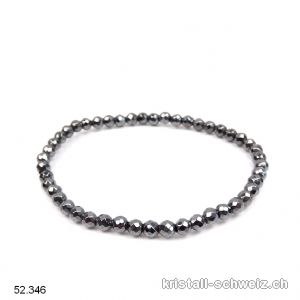 Armband Hämatit facettiert 4 mm / 18,5-19 cm. Grösse M-L