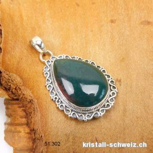 Anhänger Heliotrop mit Verzierung aus 925 Silber. Einzelstück