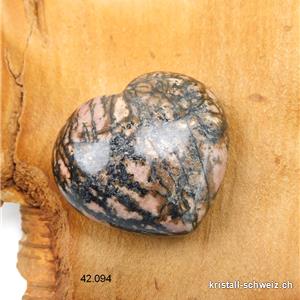 Herz Rhodonit 4,5 x 4 x 2,3 cm, bauchig