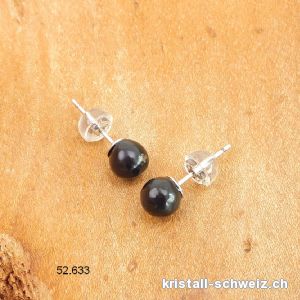 Ohrstecker Schungit Kugel 6 mm aus 925 Silber Rhodiniert. Sonderangebot
