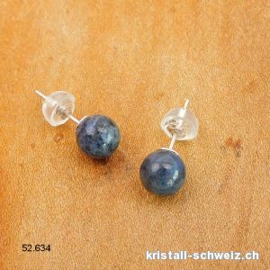 Ohrstecker Dumortierit Kugel 6 mm aus 925 Silber