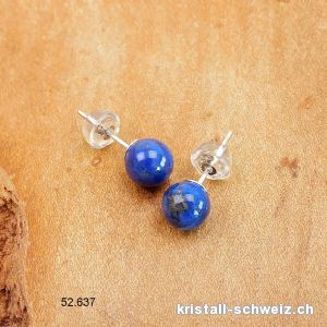 Ohrstecker Lapislazuli Kugel 6 mm aus 925 Silber Rhodiniert