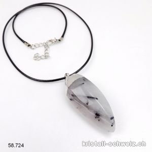 Anhänger Turmalin-Quarz 4,5 bis 5,5 cm mit Lederlook-Kette. Sonderangebot