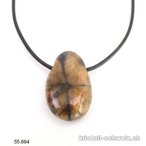 Chiastolith - Steinkreuz 2,5 - 3 cm gebohrt mit Lederband. SONDERANGEBOT