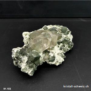 Bergkristall mit Chlorit vom Mont-Blanc. Unikat