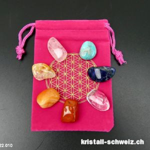 Chakra-Set Blume des Lebens mit 7 Edelsteine. Mit Amazonit von Peru