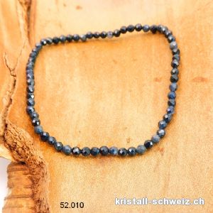 Armband Saphir blau facettiert 3 mm, elastisch 18,5 - 19 cm