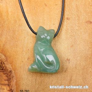 Aventurin grün gebohrter KATZE 3 cm mit Lederband zu binden. AB-Qual. Sonderangebot