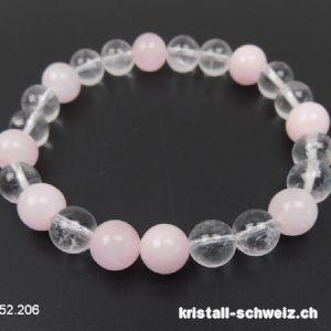 Armband Bergkristall - Rosenquarz 8 mm / 19 cm