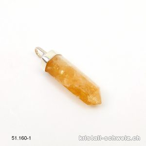 Anhänger Citrin Stab mit Silberkappe. Unikat 3,3 cm