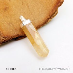 Anhänger Citrin Stab mit Silberkappe. Unikat 3,3 cm