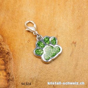 Charm Tierpfote GRÜN 1,6 cm, aus Metall mit Verschluss