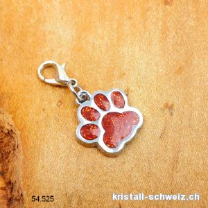 Charm Tierpfote DUNKLE ORANGE 1,6 cm, aus Metall mit Verschluss