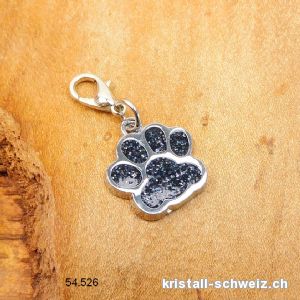 Charm Tierpfote SCHWARZ 1,6 cm, aus Metall mit Verschluss