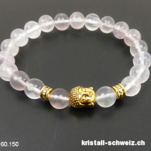 Armband Fluorit hell 8 - 8,5 mm/19 cm, mit BUDDHA vergoldet. Sonderangebot