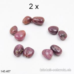 2x Rubin Perlen gelocht 8 - 12 mm. B-C Qualität. Sonderangebot