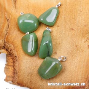 Anhänger Chalcedon grün - Chromchalcedon 2 - 3 cm an Silberöse. Sonderangebot