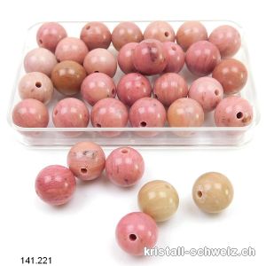 Rhodonit rosa - beige, Kugel gelocht 8 - 8,5 mm. SONDERANGEBOT