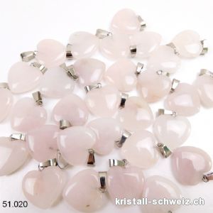 Anhänger Rosenquarz blassrosa, Herz 2 cm mit Metallöse. Sonderangebot