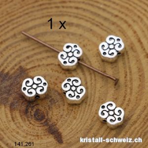 Zwischenteil Blume aus Metall versilbert 7 x 5,5 x dick. 3 mm