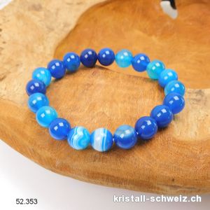 Armband Achat blau 10 mm, elastisch 19 cm