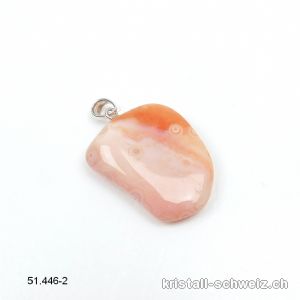 Anhänger Achat Aprikosen 2,6 cm an Silberöse 925. Unikat