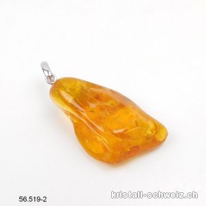 Anhänger Bernstein Honig  aus Baltikum 3,3 cm an Silberöse. Unikat