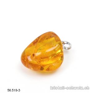 Anhänger Bernstein Honig  aus Baltikum 2,3 cm an Silberöse. Unikat