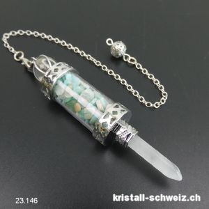 Pendel Amazonit und Bergkristall, ca. 8 cm. Sonderangebot