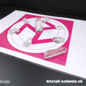 Komplette Reiki Set mit Bergkristall und Raster Anthakarana A4. Unikat