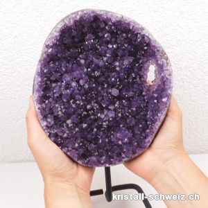 Amethyst Druse aus Brasilien 18 cm mit Metallständer. Unikat