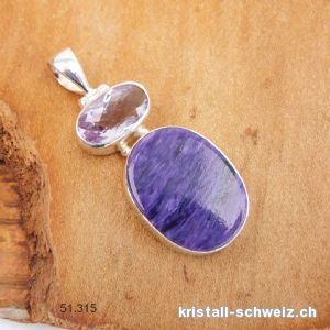 Anhänger Charoit - Amethyst aus 925 Silberfassung. Unikat