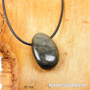 Obsidian Gold 2,8 - 3 cm gebohrt mit Lederband zum binden