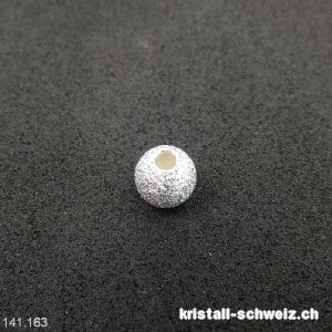 Perle 6 mm/Bohrung 1,5 mm, 925 Silber diamantiert hell