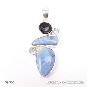 Anhänger Opal Owyhee, Topas, Achat aus 925 Silber. Einzelstück