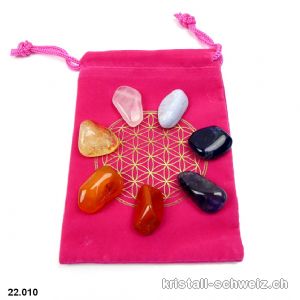 Chakra-Set Blume des Lebens mit 7 Edelsteine