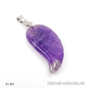 Anhänger Amethyst Engelsflügel 3,5 cm mit Metall-Clip