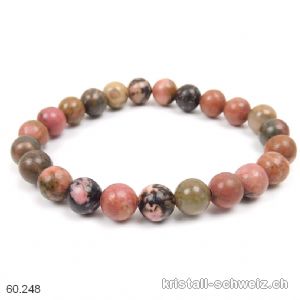 Armband Rhodonit mit Mangan 8 mm/19 cm. Grösse M-L. Sonderangebot