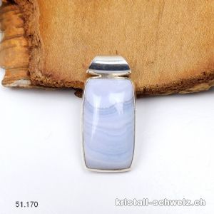 Anhänger Chalcedon blau gebändert aus 925er Silber. Unikat