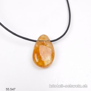 Citrin Honig gebohrt 2,7 - 3 cm mit Lederband zum binden