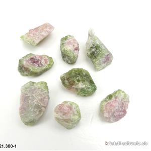 Turmalin grün rosa, Wassermelonen-Turmalin roh 1,2 - 1.8 cm