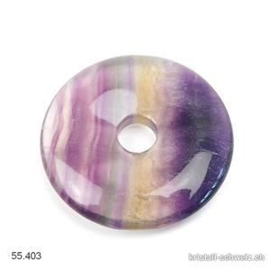 Fluorit Regenbogen, Donut 4 cm. A-Qual. mit Gelbfarbe